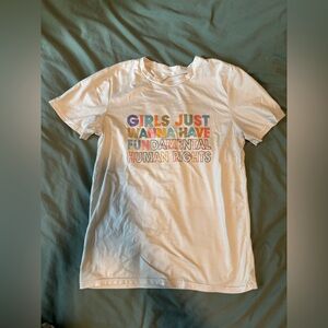 Cream colored Graphic T-Shirt with Colorful Text